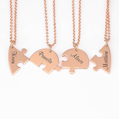18K Rose Gold Plating Personalised Heart Shape 1-7 Pieces Name Necklace For Family