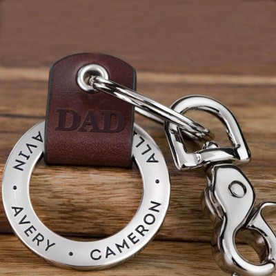 Father’s Day Gift Personalised Dad Keychain Engraving 1-10 Names