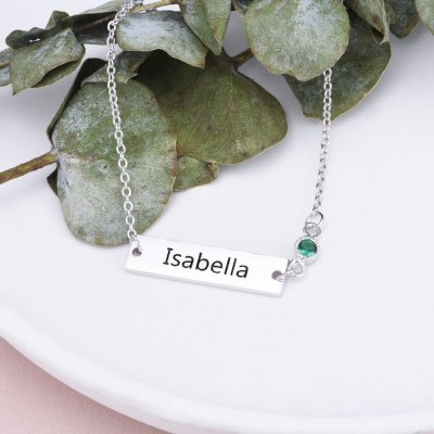 Personalised Adjustable Birthstone Engraved Name Anklets