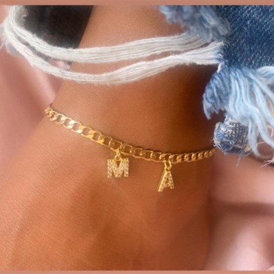 Summer Gifts Personalised Gold Pendants Anklets With 1-10 Initial Letters