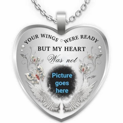 Your Wings Were Ready Personalised Engraving Memorial Photo Necklace