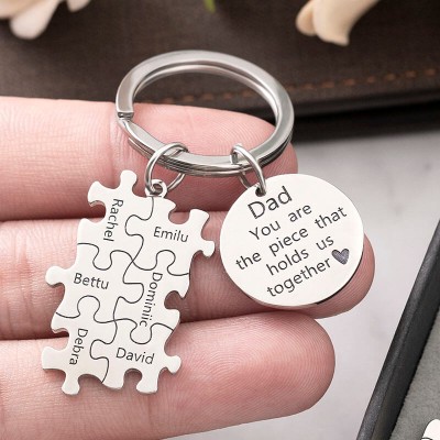 Father’s Day Gift Personalised Dad Puzzle Keychain Engraving 1-20 Names 