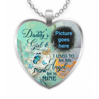 DADDY'S GIRL I USED TO BE HIS ANGEL NECKLACE-Personalised Memorial Heart Photo Necklace
