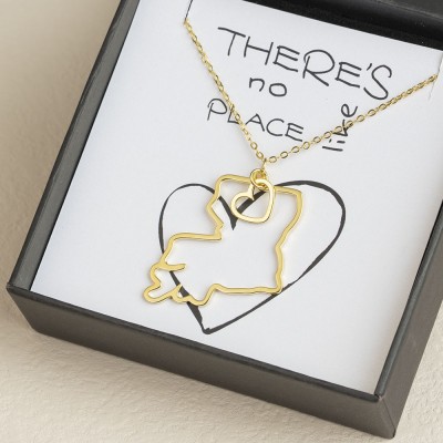 Personalized Gift for Her Home State Outline Best Friend Necklace There Is No Place Like