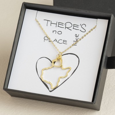 Personalised Gift for Her Home State Outline Best Friend Necklace There Is No Place Like
