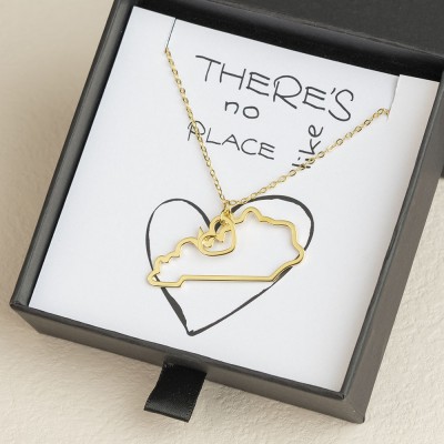 Personalized Gift for Her Home State Outline Best Friend Necklace There Is No Place Like