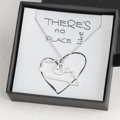 Personalized Gift for Her Home State Outline Best Friend Necklace There Is No Place Like