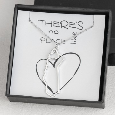 Personalized Gift for Her Home State Outline Best Friend Necklace There Is No Place Like