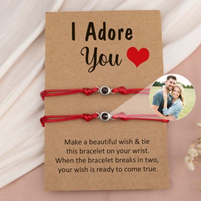 Personalised Photo Projection Bracelet For Couple Wife Christmas Valentine's Day Gift