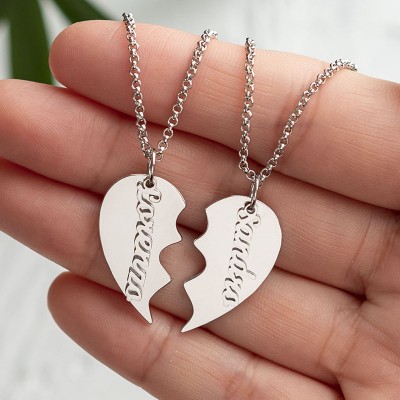 Silver Personalised Couple Name Necklace Valentine's Day Gift