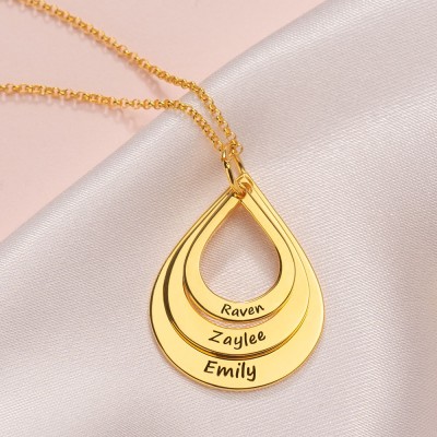 Custom Engraved Family Names Necklace Up To 5 Drops Shaped