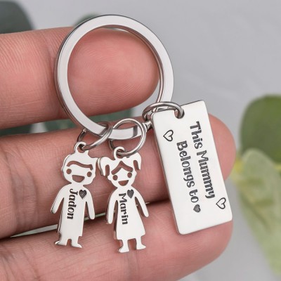 Personalised 1-10 Kids Charms Engraving Name Keychains Gifts