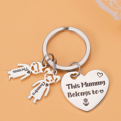 Personalised 1-10 Kids Charms Engraving Name Keychains Gifts For Mother's Day