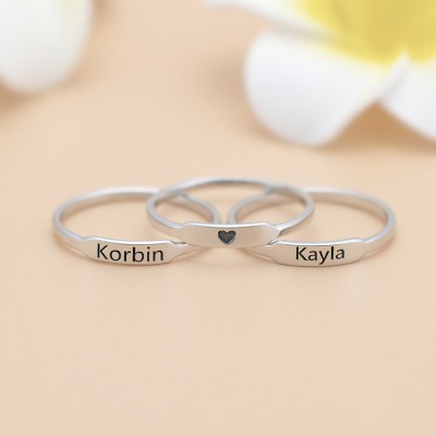 Personalised Initial and Name Stackable Bar Rings