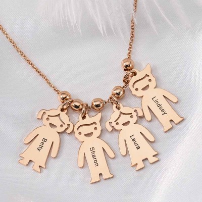 Personalised 1-10 Children Kids Charms Engraved Name Necklace