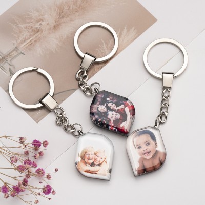 Custom Crystal Photo Keychain Personalised Picture Memorial Gifts