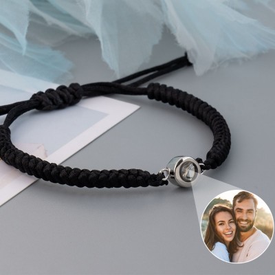 Personalised Memorial Photo Projection Bracelet in Braided Rope