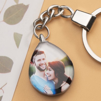 Custom Crystal Photo Keychain Personalized Couple Gifts