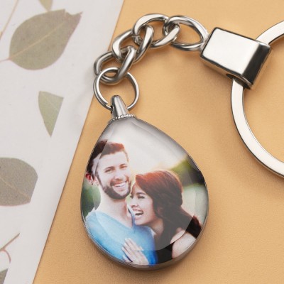 Custom Crystal Photo Keychain Personalised Couple Gifts
