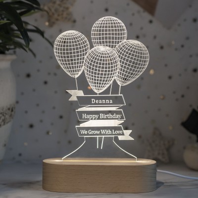 Personalised 3D Illusion Lamp Night With Names Engraved For Her Girlfriend Wife