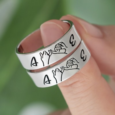 Personalized Matching Ring Swear Stacking Ring Set of 2