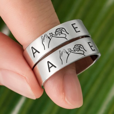Personalized Matching Ring Swear Stacking Ring Set of 2