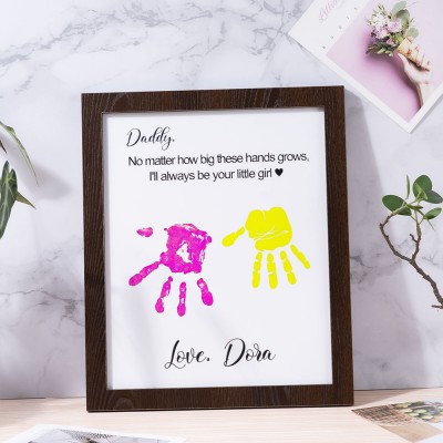 Hands Down Kids Child Handprint Frame With Personalised Name Engraving DIY Present For Dad