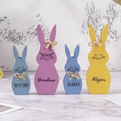 Easter Peeps Sign Personalized Engraved Name Wooden Bunny Home Decor Grandpa Grandma Gift