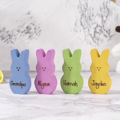 Easter Peeps Sign Personalized Engraved Name Wooden Bunny Home Decor Grandpa Grandma Gift