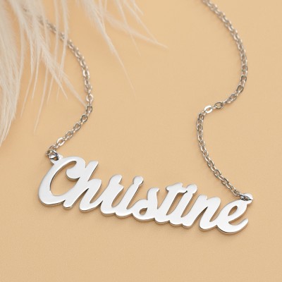 Silver Personalised Customized " Carrie" Style Name Necklace
