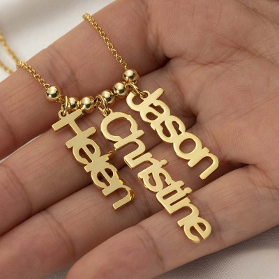 18K Gold Plating Personalised Vertical Engraving Name Necklace 