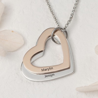 Personalised Heart Couple Names Necklaces For Valentine's Day