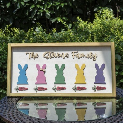 Easter Peeps Sign Personalised Engraved Name Wooden Bunny Home Decor Grandpa Grandma Gift