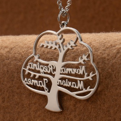 Custom Family Tree Name Engraved Necklaces