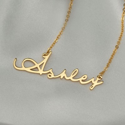 Personalised Signature Style Gold Name Necklace