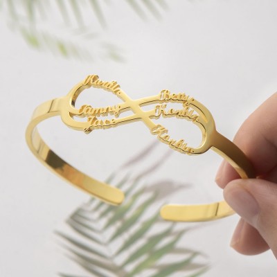 Personalised Infinity Name Bracelet Bangle With 1-6 Names