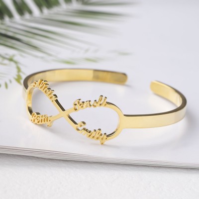 Personalised Infinity Name Bracelet Bangle With 1-6 Names