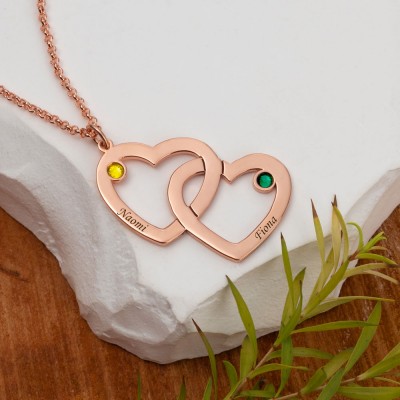 Custom Intertwined Heart Necklace With Her and Him Name Anniversary Valentine's Day Gift Ideas