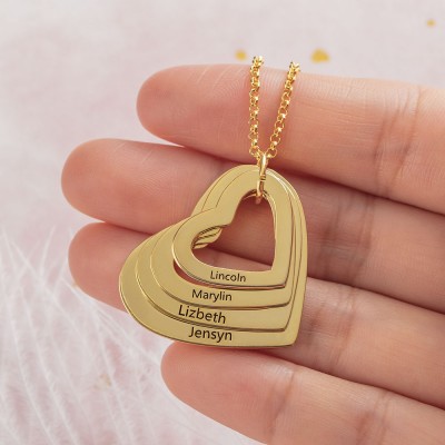 Personalised 1-6 Name Heart Necklace Family Christmas Gift