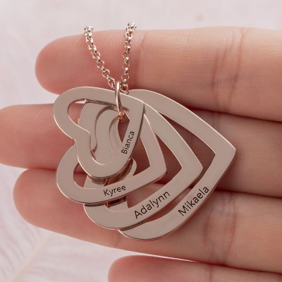 Personalised 1-6 Name Heart Necklace Family Christmas Gift
