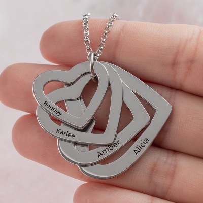 Personalised 1-6 Name Heart Necklace Family Christmas Gift