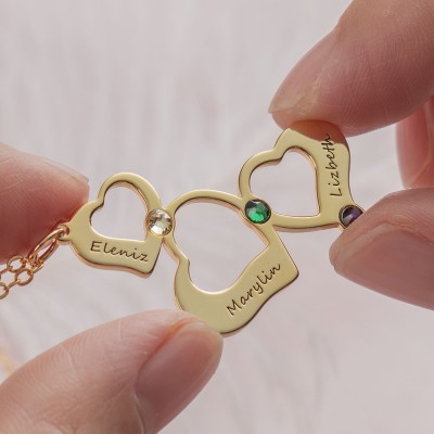 Personalised Family Name Heart Necklace Christmas Gift