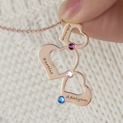 Personalised Family Name Heart Necklace Christmas Gift
