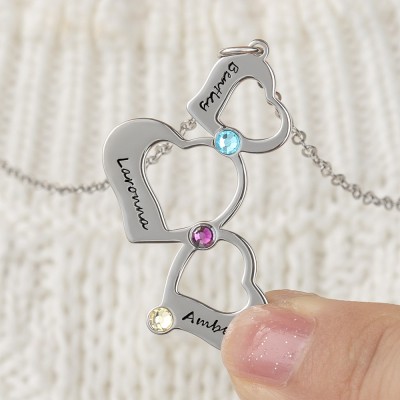 Silver Personalised Family Name Heart Necklace Christmas Gift