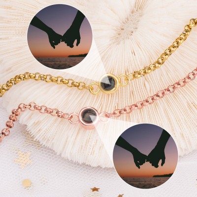Custom Photo Projection Bracelet For Couple Soulmate Valentine's Day Gift Ideas