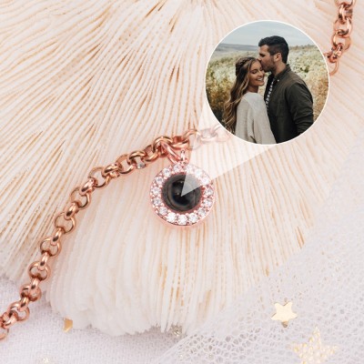 Custom Photo Projection Charm Necklace For Couple Valentine's Day Gift Ideas