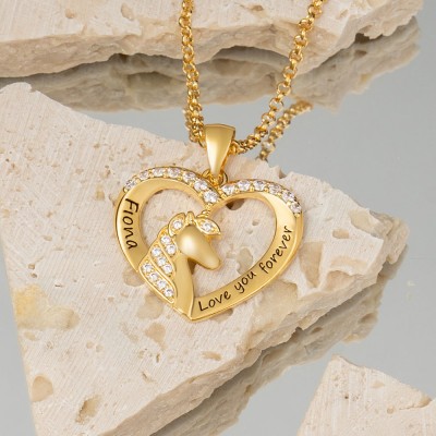 Personalised Unicorn Name Heart Necklace for Little Girl