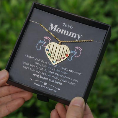 Personalised Family 1-7 Birthstones and Name Necklace To My Mum Gift