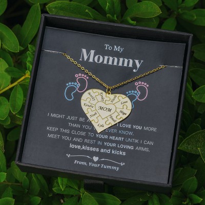 Personalised Heart Puzzle 1-12 Names Necklace To My Mum Gift