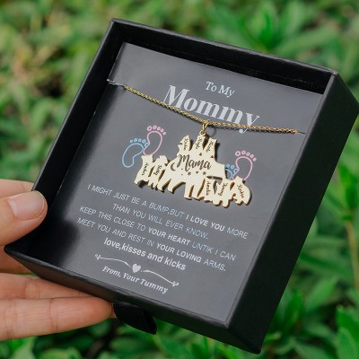 Personalised Mama Bear Necklace 1-8 Names To My Mum Gift
